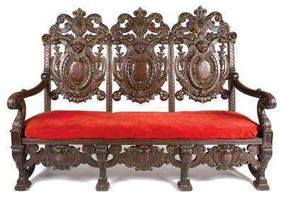 Lot 4098 - Renaissance Revival Carved Oak Triple Shield...