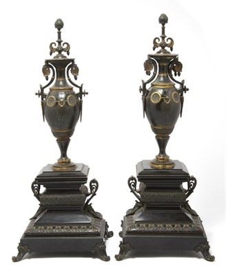 Lot 4119 - Pair of Neoclassical Style Parcel Gilt, Black...