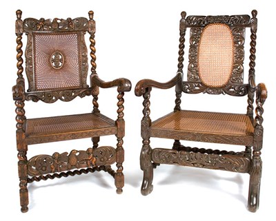 Lot 4552 - Two Renaissance Style Armchairs Comprising a...