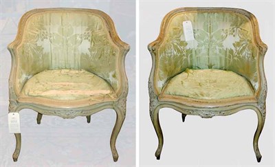 Lot 3590 - Pair of Louis XV Style Painted Bergeres Each...