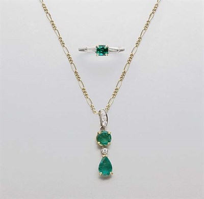 Lot 2411 - Gold, Emerald and Diamond Pendant-Necklace and Ring