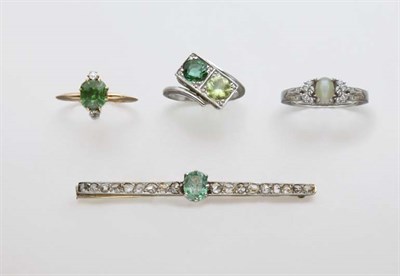 Lot 2249 - Group of Green Stone and Diamond Jewelry