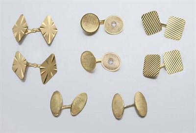 Lot 2313 - Four Pairs of Gold Cufflinks
