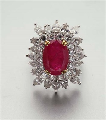 Lot 2338 - Ruby and Diamond Cluster Ring