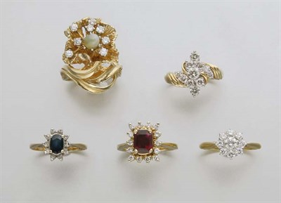 Lot 2250 - Five Diamond and Gem-Set Rings
