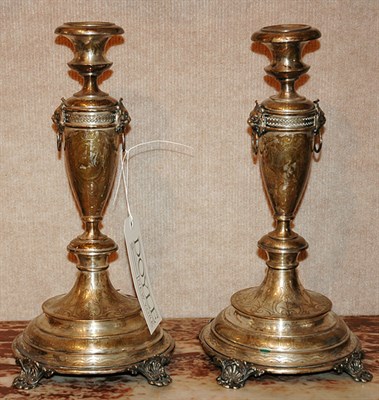 Lot 3150 - Pair of Continental Silver Candlesticks Each...