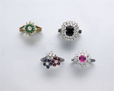Lot 2416 - Four Diamond and Gem-Set Rings