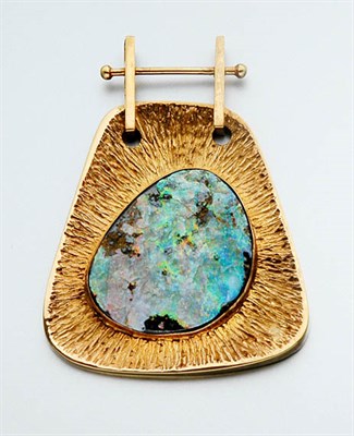 Lot 2174 - Gold and Boulder Opal Pendant