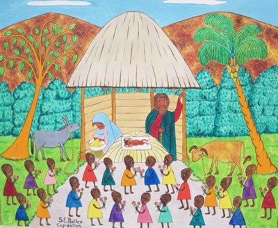 Lot 3013 - Seymour Bottex Haitian, b. 1918 Nativity Scene...