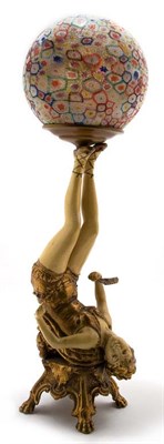 Lot 4387 - Art Deco Painted Spelter and Glass Figural...