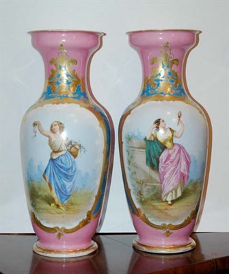 Lot 327 - Pair of Paris Pink Ground Porcelain...