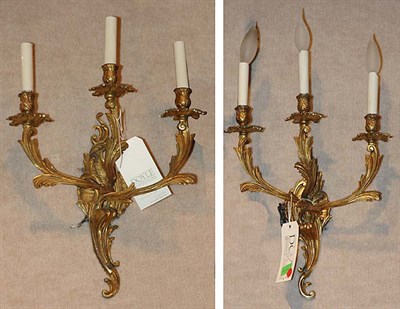 Lot 289 - Pair of Louis XV Style Gilt-Metal Three-Light...