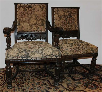 Lot 4102 - Set of Twelve Renaissance Style Oak Dining...
