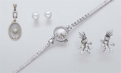 Lot 2712 - Group of Diamond and Cultured Pearl Jewelry