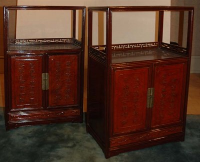 Lot 243 - Pair of Chinese Style Hardwood Side Cabinets...