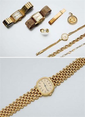 Lot 2625 - Group of Miscellaneous Gold Jewelry and Three Wristwatches