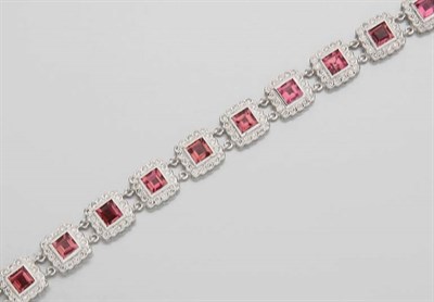 Lot 2670 - Diamond and Pink Tourmaline Bracelet