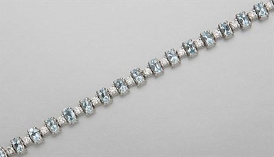 Lot 2624 - Aquamarine and Diamond Bracelet
