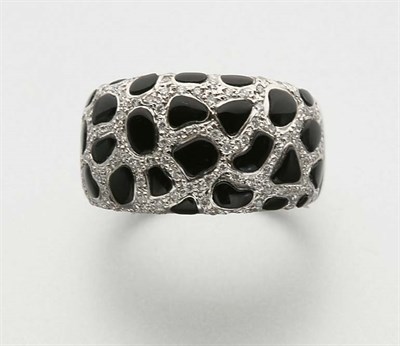 Lot 2516 - White Gold, Black Onyx and Diamond Ring