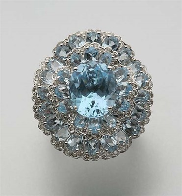Lot 2335 - Blue Topaz and Diamond Ballerina Ring