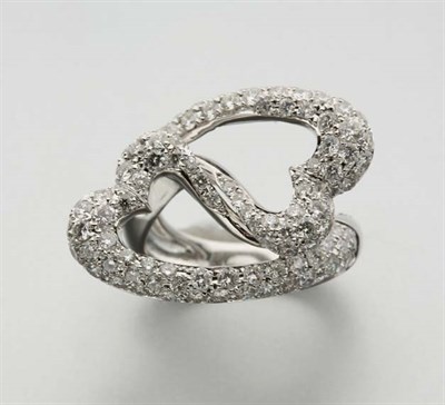 Lot 2341 - Diamond Double Heart Crossover Ring