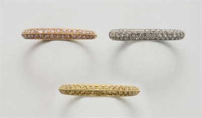 Lot 2501 - Three Multi-Colored Diamond Band Rings