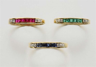 Lot 2379 - Three Gold, Diamond and Gem-Set Rings