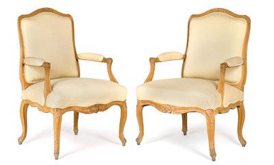 Lot 222A - Pair of Louis XV Beechwood Fauteuils a la...