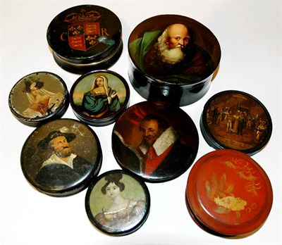Lot 398 - Group of Eight Papier Mache Portrait Boxes;...