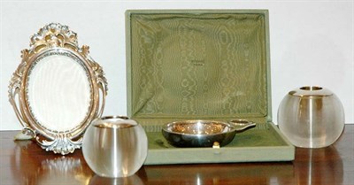 Lot 425 - Bulgari Silver Wine Taster; Together with a...