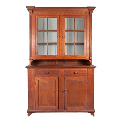 Lot 294 - Red Painted Pine Hutch Cupboard 19th Century...