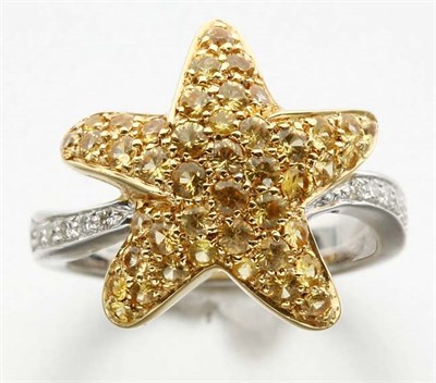 Lot 2643 - Yellow Sapphire and Diamond Star Ring
