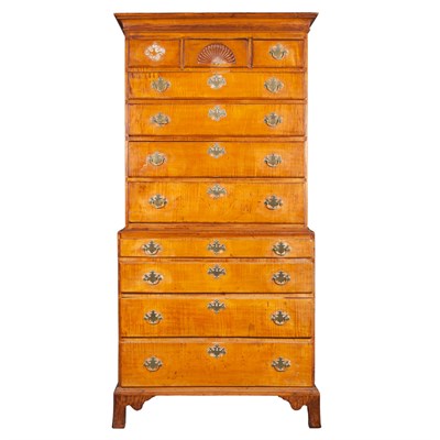 Lot 401 - Chippendale Figured Maple Chest on Chest New...