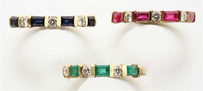 Lot 2231 - Three Diamond and Gem-Set Rings