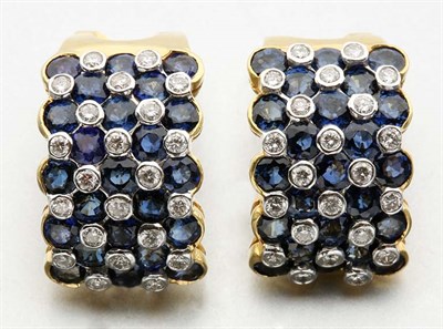 Lot 2361 - Pair of Sapphire and Diamond Half-Hoop Earclips