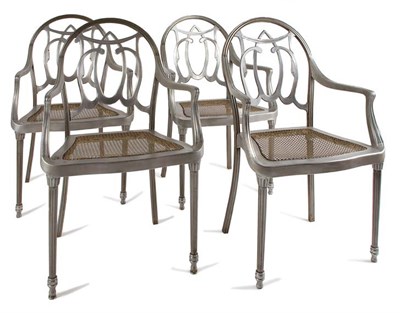 Lot 151 - Set of Four Regency Style Silvered Metal and...