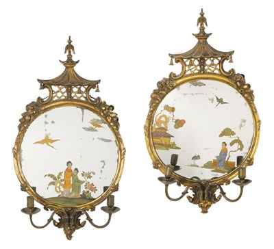 Lot 337 - Set of Four George III Style Gilt-Wood Reverse...