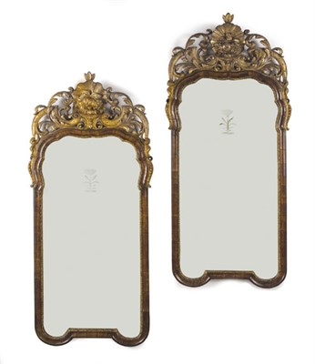Lot 97 - Pair of George I Parcel Gilt Walnut Mirrors...