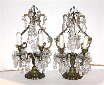 Lot 438 - Pair of Louis XV Style Cut Glass and Brass Two-...