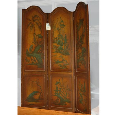 Lot 519 - Chinoiserie Decorated Three-Panel Screen...