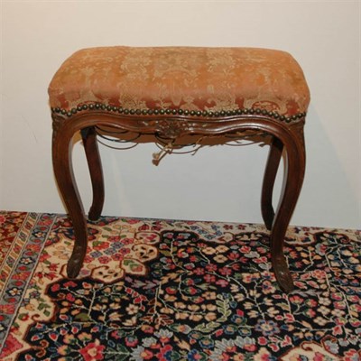 Lot 331 - Louis XV Style Walnut Upholstered Stool Height...