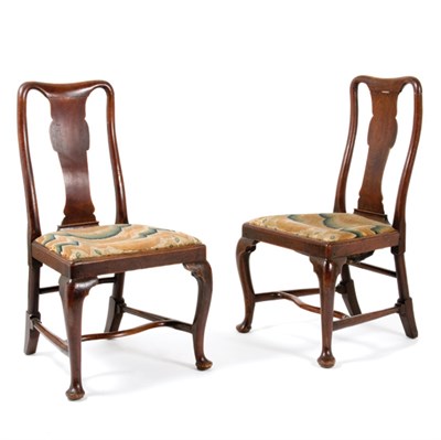 Lot 64 - Pair of Queen Anne Mahogany Side Chairs Circa...