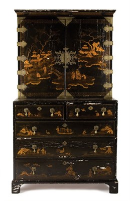 Lot 71 - Queen Anne Japanned Cabinet Circa 1700 In two...