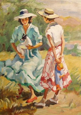 Lot 51 - E. de Tombay 20th Century Women Conversing...