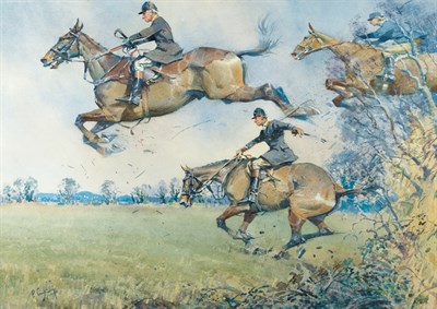 Lot 109 - Peter Curling Irish, b. 1955 Riding for a Fall...