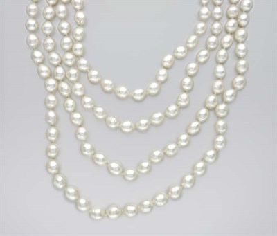 Lot 2328 - Four Strand Imitation Baroque Pearl Necklace
