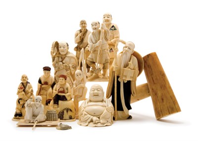 Lot 666 - Group of Twelve Ivory Figural Decorations