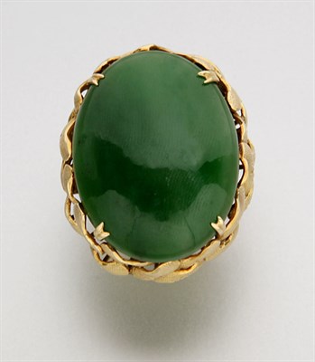 Lot 2518 - Gold and Nephrite Ring