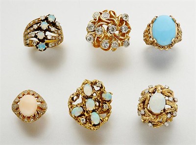 Lot 2777 - Group of Gold, Diamond and Gem-Set Rings and One Costume Ring