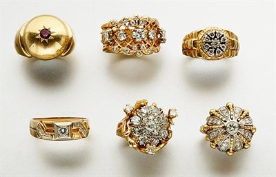 Lot 2758 - Group of Gold and Diamond Rings